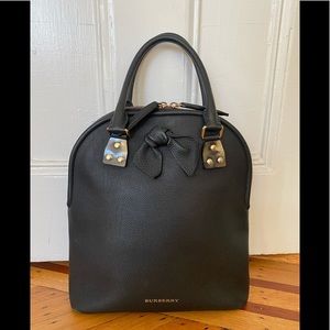 Burberry black grainy leather large bag with bow